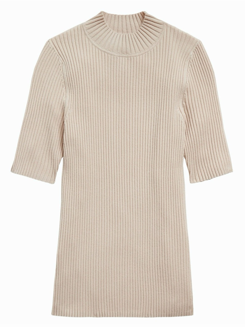 EUC Banana Republic Ribbed Mock Neck Short Sleeve Sweater Ecru M True to Size